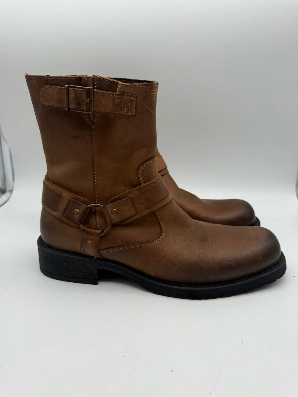 BRAND NEW NATHA STUDIO COACH 207 SZ 10 Men's Leather Zip-Up Biker Boots Brown